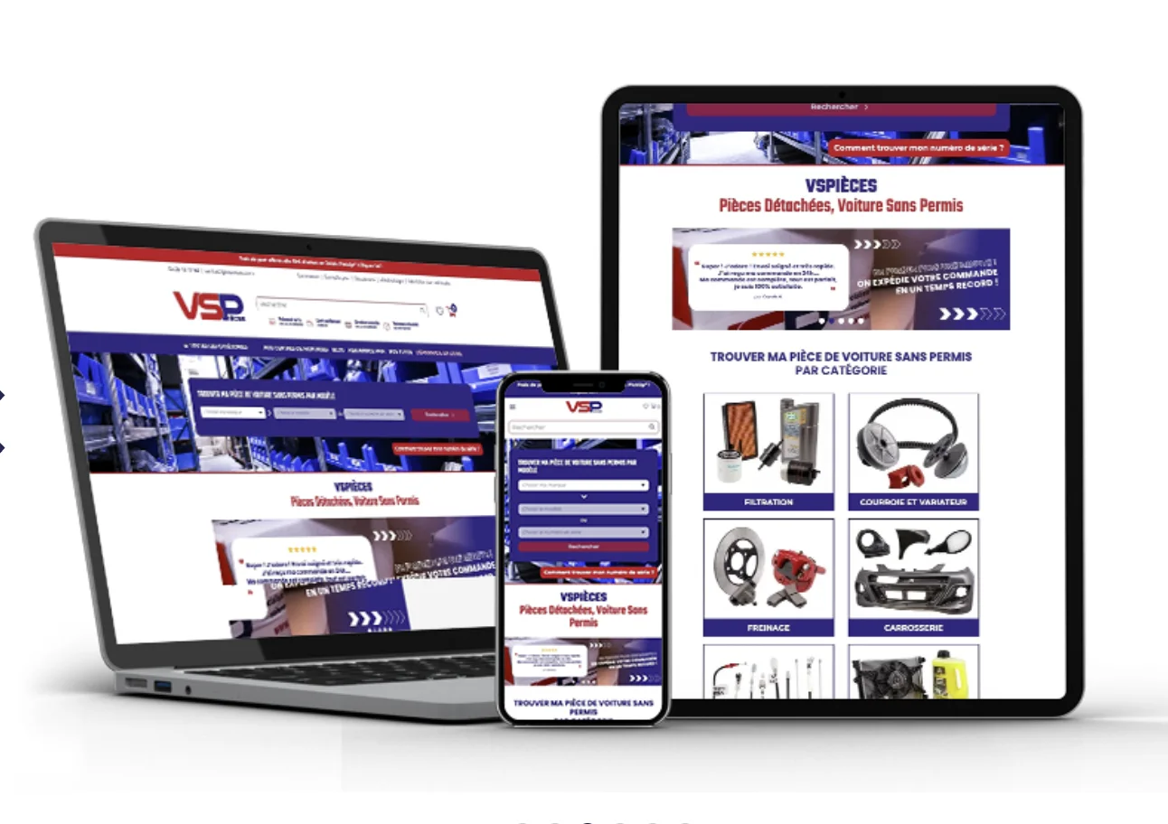 Boutique en ligne VSPièces réalisée par Zetruc